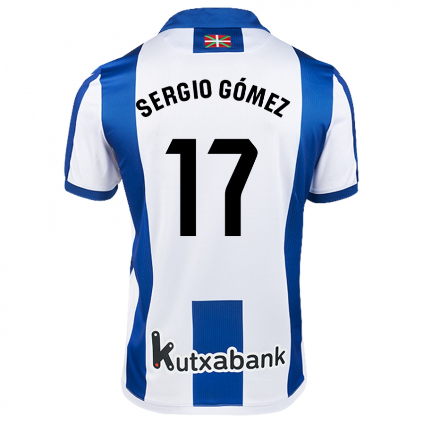 Gyermek Sergio Gómez #17 Fehér Kék Hazai Jersey 2024/25 Mez Póló Ing