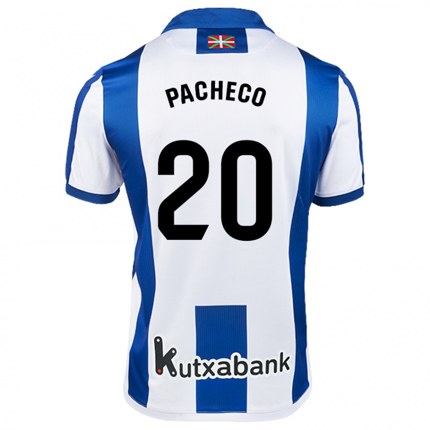 Gyermek Jon Pacheco #20 Fehér Kék Hazai Jersey 2024/25 Mez Póló Ing