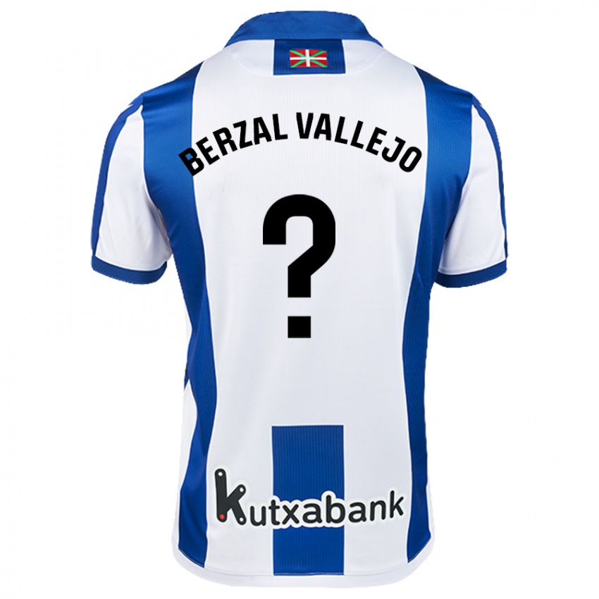 Gyermek Asier Berzal Vallejo #0 Fehér Kék Hazai Jersey 2024/25 Mez Póló Ing