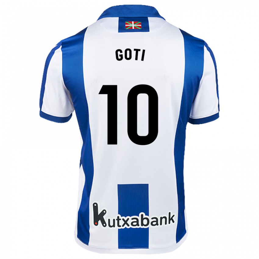 Gyermek Mikel Goti #10 Fehér Kék Hazai Jersey 2024/25 Mez Póló Ing