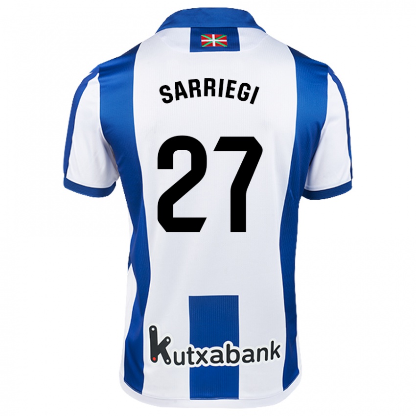 Gyermek Nora Sarriegi #27 Fehér Kék Hazai Jersey 2024/25 Mez Póló Ing