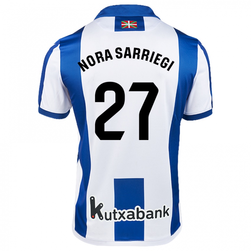 Gyermek Nora Sarriegi Galdos #27 Fehér Kék Hazai Jersey 2024/25 Mez Póló Ing