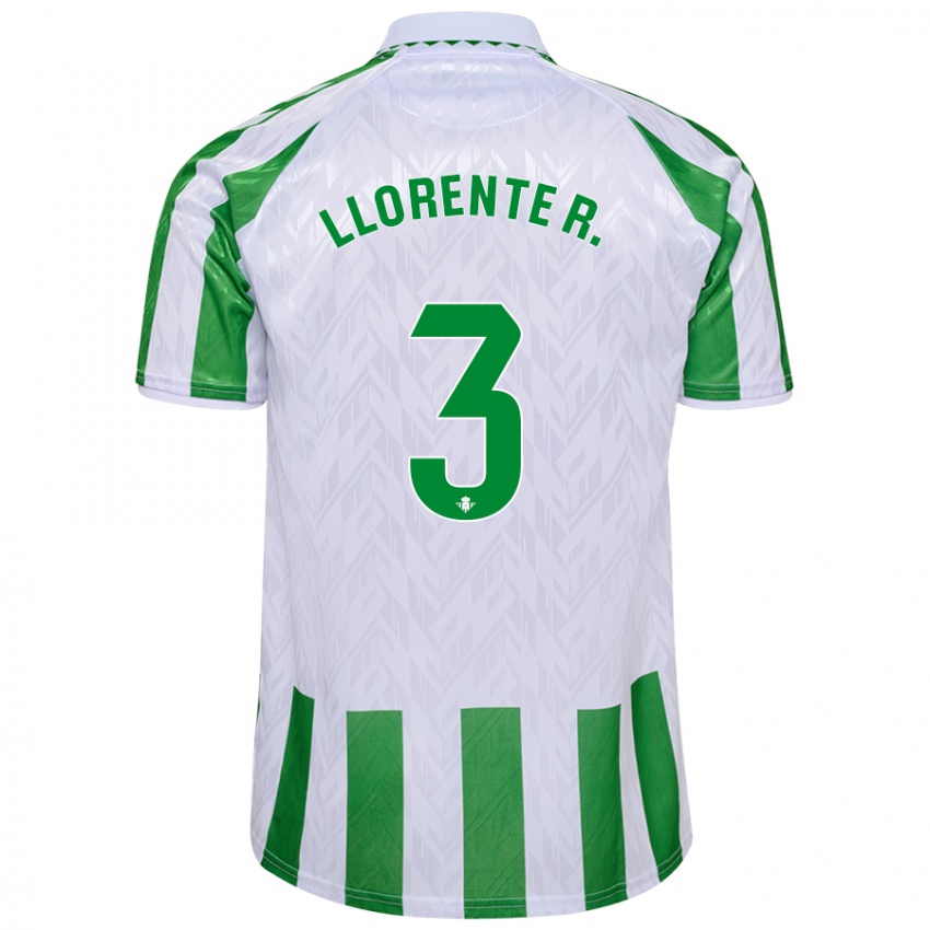 Gyermek Diego Llorente #3 Zöld Fehér Csíkok Hazai Jersey 2024/25 Mez Póló Ing