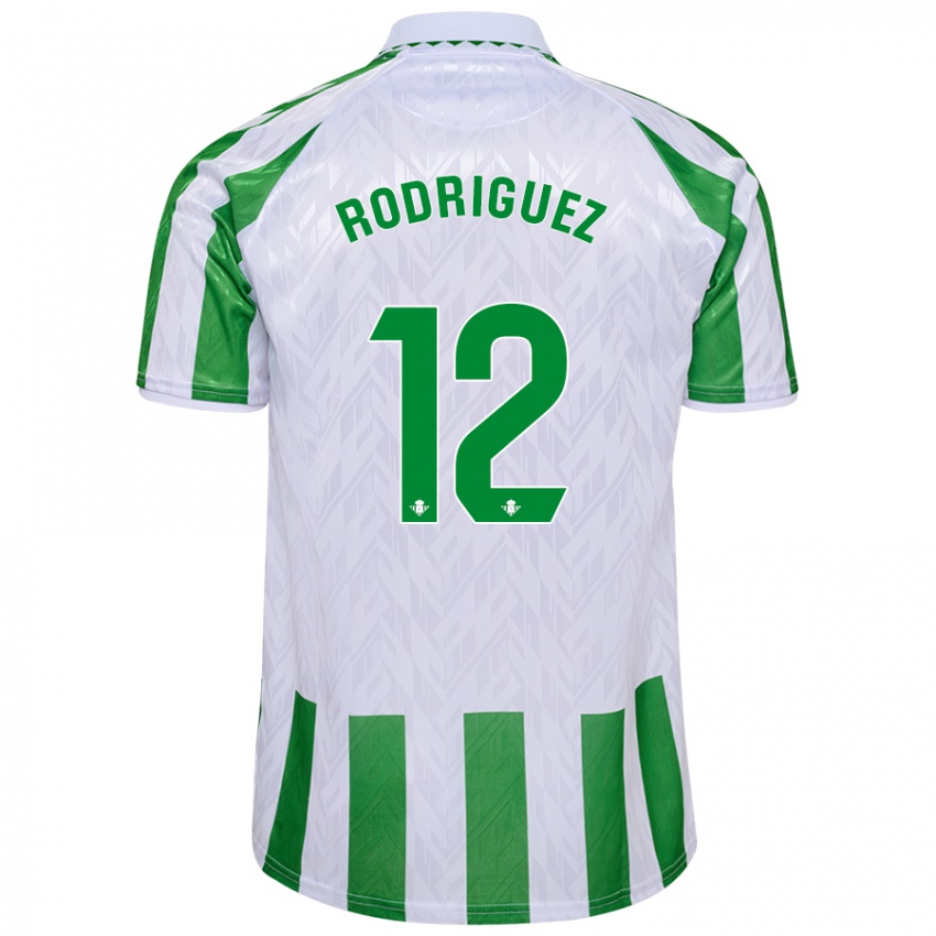 Gyermek Ricardo Rodríguez #12 Zöld Fehér Csíkok Hazai Jersey 2024/25 Mez Póló Ing