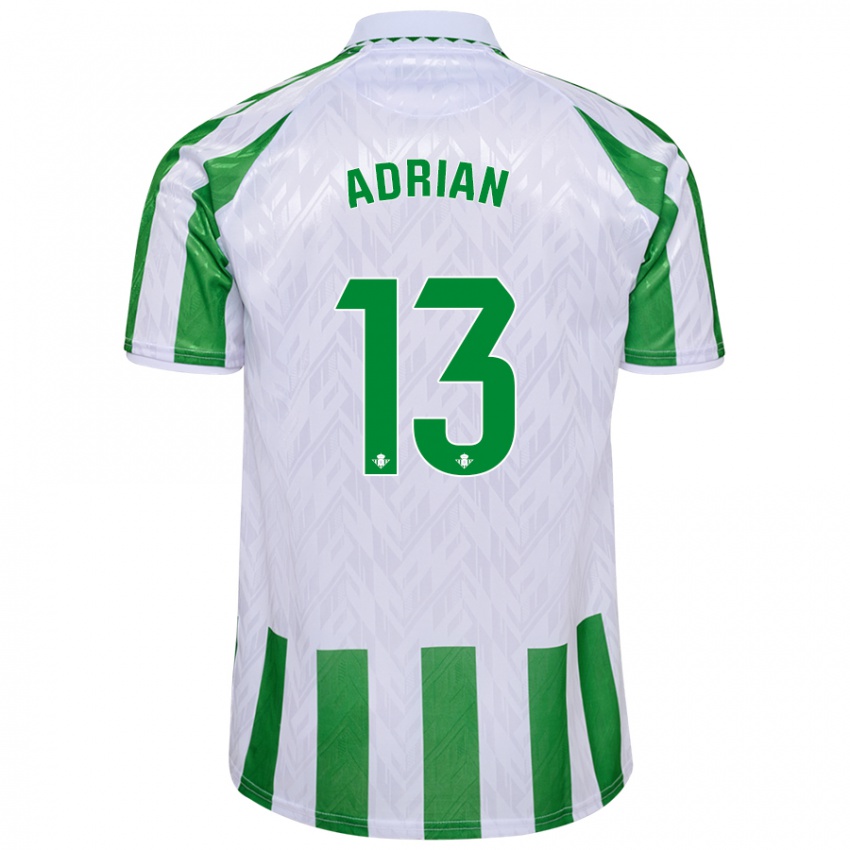 Gyermek Adrian #13 Zöld Fehér Csíkok Hazai Jersey 2024/25 Mez Póló Ing