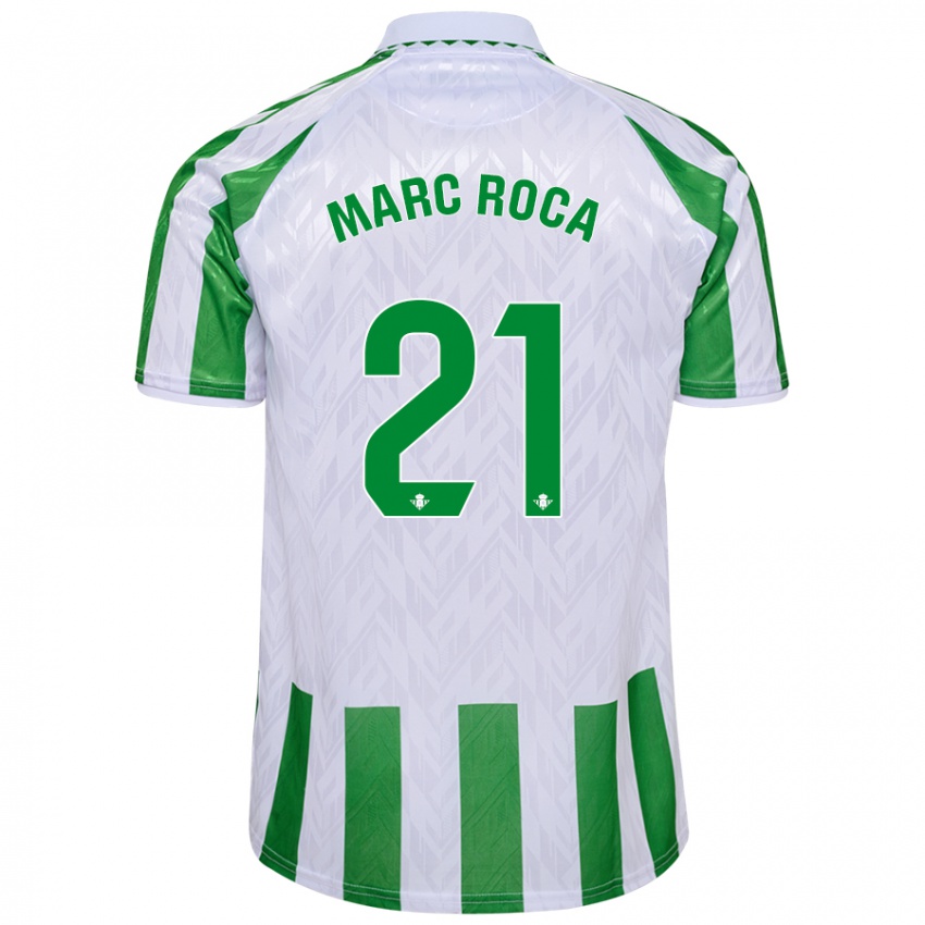 Gyermek Marc Roca #21 Zöld Fehér Csíkok Hazai Jersey 2024/25 Mez Póló Ing