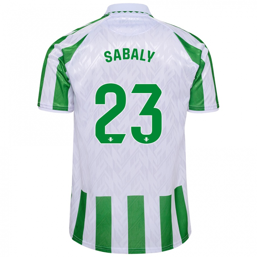 Gyermek Youssouf Sabaly #23 Zöld Fehér Csíkok Hazai Jersey 2024/25 Mez Póló Ing