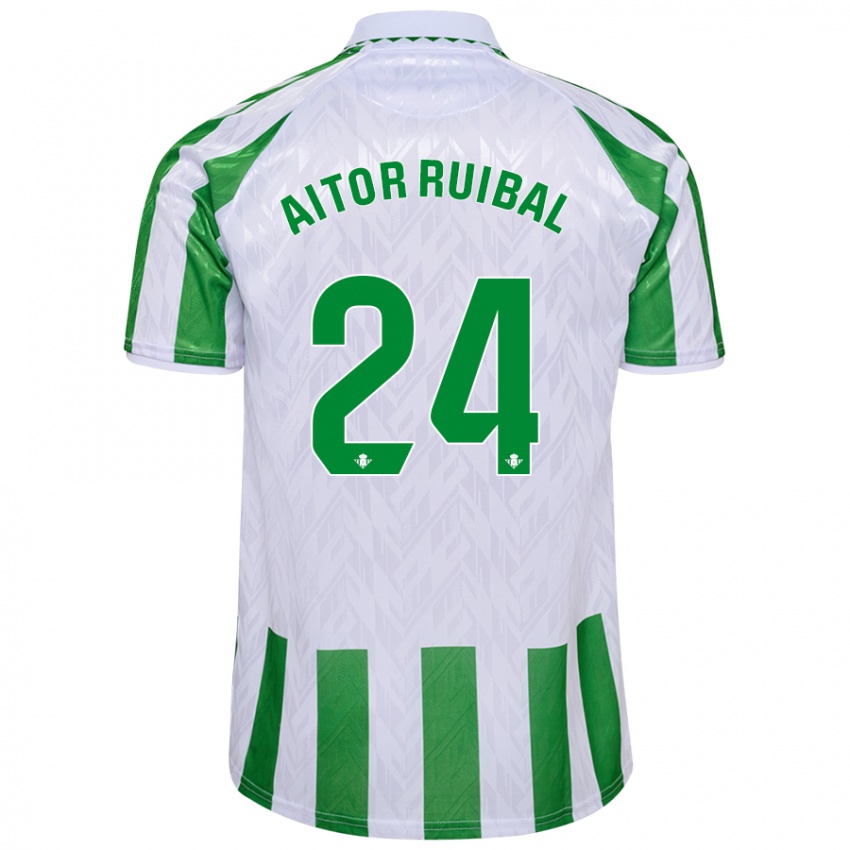 Gyermek Aitor Ruibal #24 Zöld Fehér Csíkok Hazai Jersey 2024/25 Mez Póló Ing