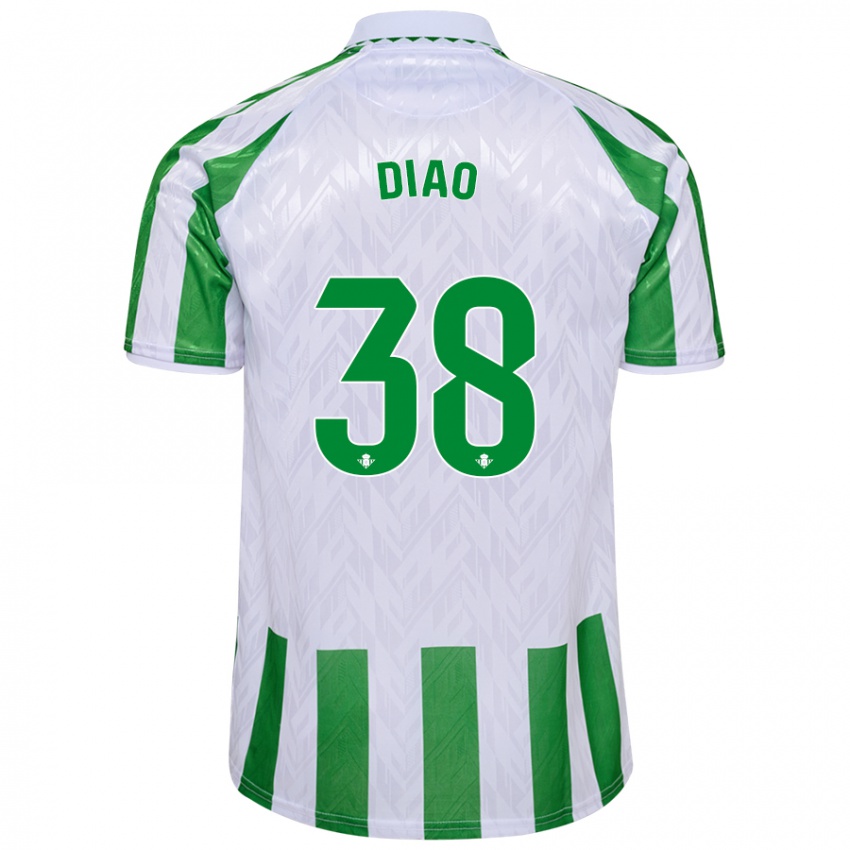 Gyermek Assane Diao #38 Zöld Fehér Csíkok Hazai Jersey 2024/25 Mez Póló Ing