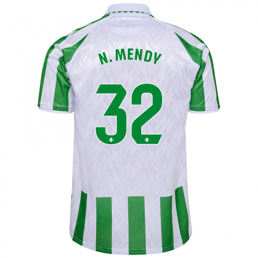 Gyermek Nobel Mendy #32 Zöld Fehér Csíkok Hazai Jersey 2024/25 Mez Póló Ing