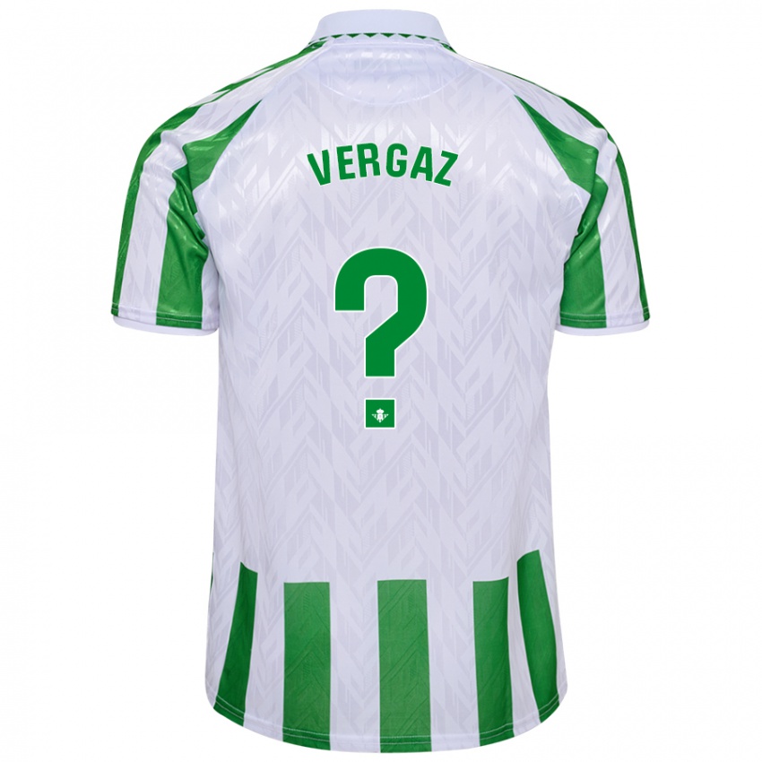 Gyermek Alejandro Vergaz #0 Zöld Fehér Csíkok Hazai Jersey 2024/25 Mez Póló Ing