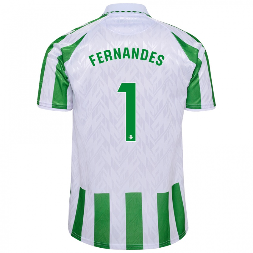 Gyermek Guilherme Fernandes #1 Zöld Fehér Csíkok Hazai Jersey 2024/25 Mez Póló Ing