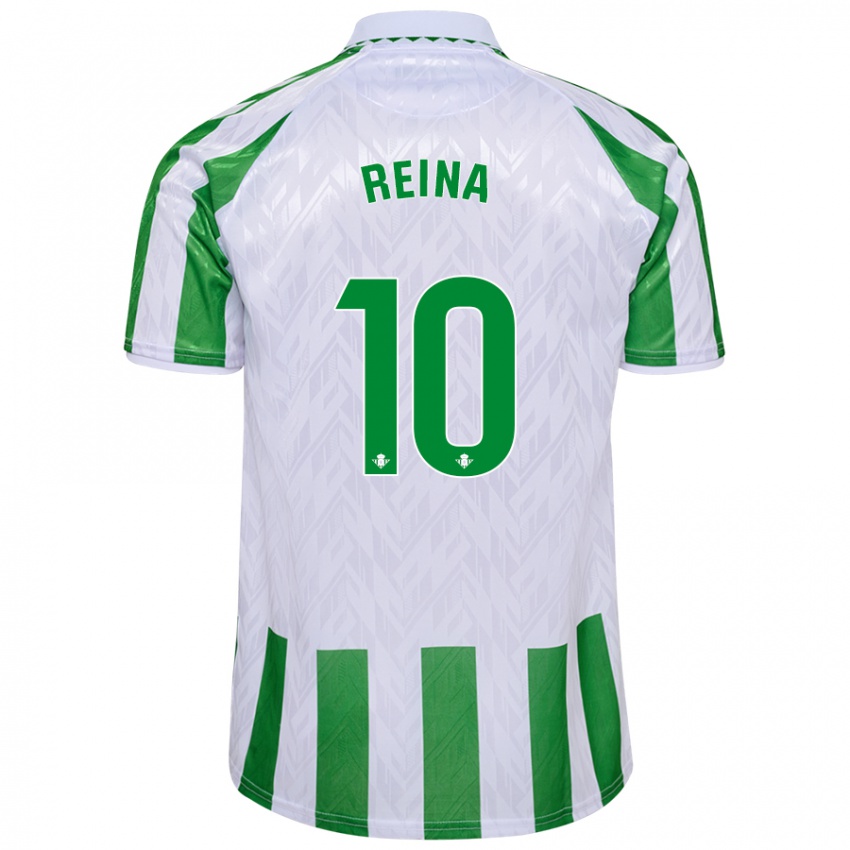 Gyermek Carlos Reina #10 Zöld Fehér Csíkok Hazai Jersey 2024/25 Mez Póló Ing