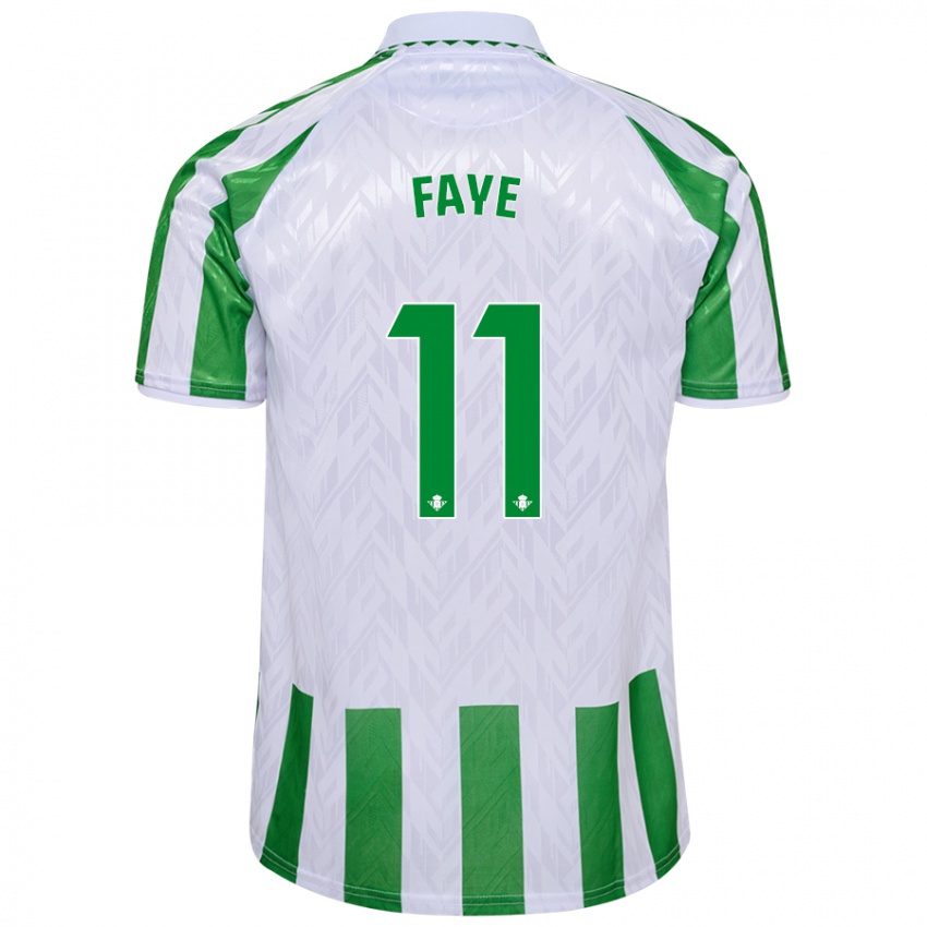 Gyermek Souleymane Faye #11 Zöld Fehér Csíkok Hazai Jersey 2024/25 Mez Póló Ing