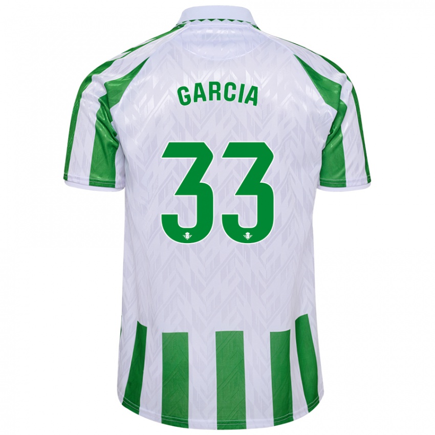 Gyermek Pablo García #33 Zöld Fehér Csíkok Hazai Jersey 2024/25 Mez Póló Ing