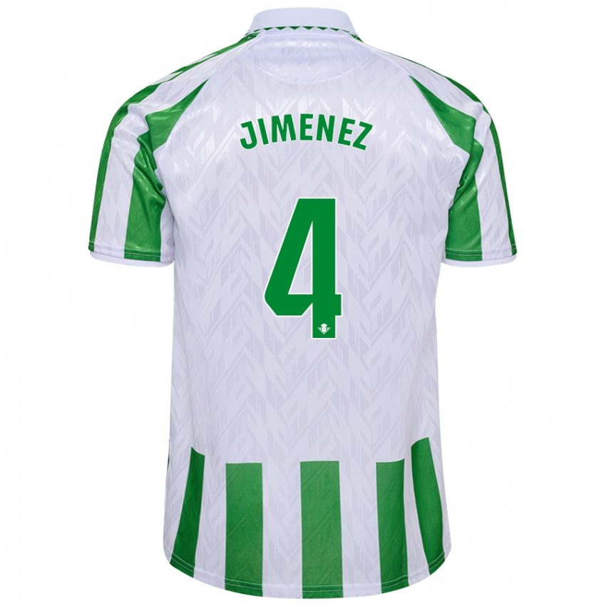 Gyermek María Jiménez Gutiérrez #4 Zöld Fehér Csíkok Hazai Jersey 2024/25 Mez Póló Ing