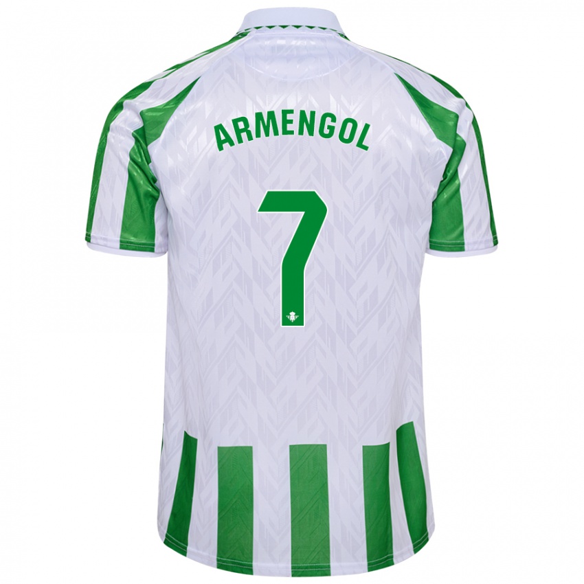 Gyermek Carla Armengol Joaniquet #7 Zöld Fehér Csíkok Hazai Jersey 2024/25 Mez Póló Ing