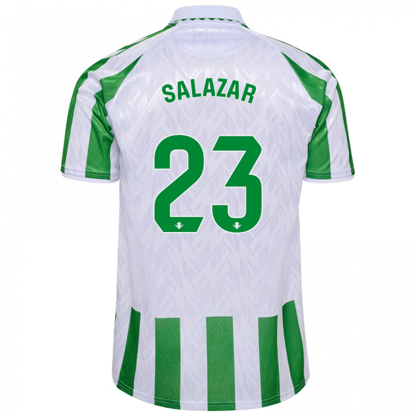 Gyermek Noelia Salazar #23 Zöld Fehér Csíkok Hazai Jersey 2024/25 Mez Póló Ing