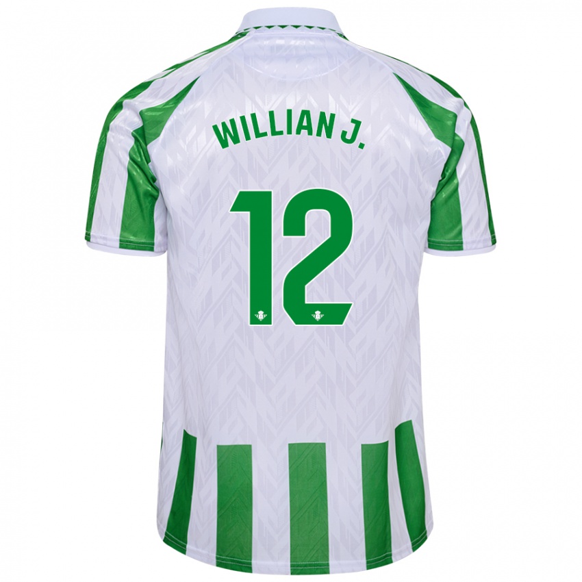 Gyermek Willian José #12 Zöld Fehér Csíkok Hazai Jersey 2024/25 Mez Póló Ing