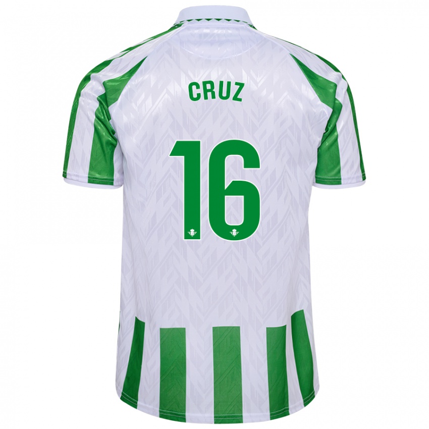 Gyermek Juan Cruz #16 Zöld Fehér Csíkok Hazai Jersey 2024/25 Mez Póló Ing