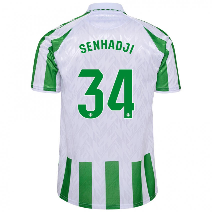 Gyermek Yanis Senhadji #34 Zöld Fehér Csíkok Hazai Jersey 2024/25 Mez Póló Ing