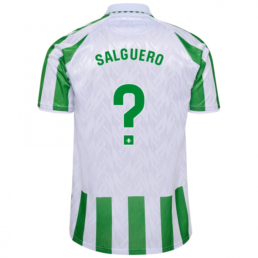 Gyermek Antonio Salguero #0 Zöld Fehér Csíkok Hazai Jersey 2024/25 Mez Póló Ing