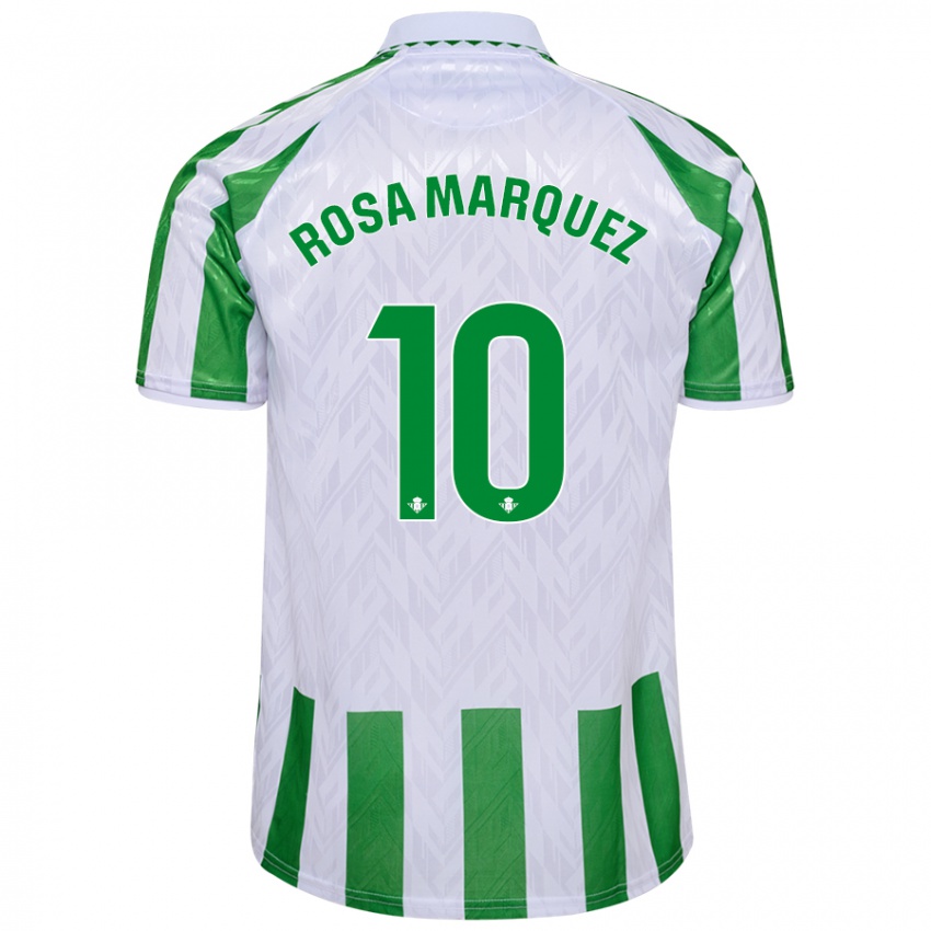 Gyermek Rosa Márquez Baena #10 Zöld Fehér Csíkok Hazai Jersey 2024/25 Mez Póló Ing