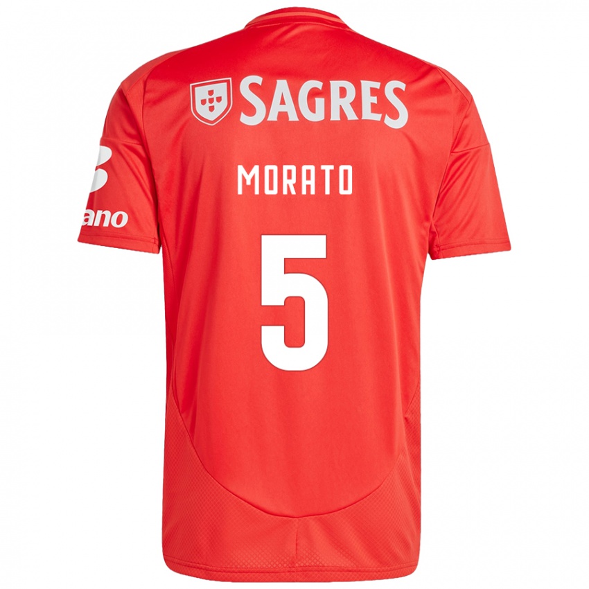 Gyermek Morato #5 Piros Fehér Hazai Jersey 2024/25 Mez Póló Ing