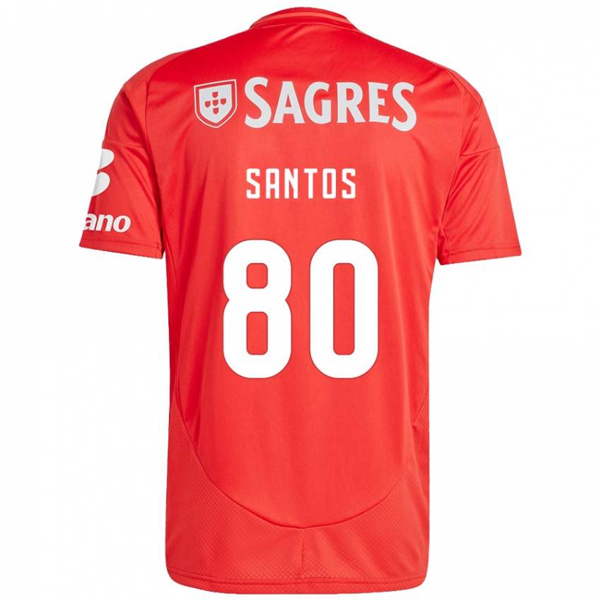 Gyermek Pedro Santos #80 Piros Fehér Hazai Jersey 2024/25 Mez Póló Ing