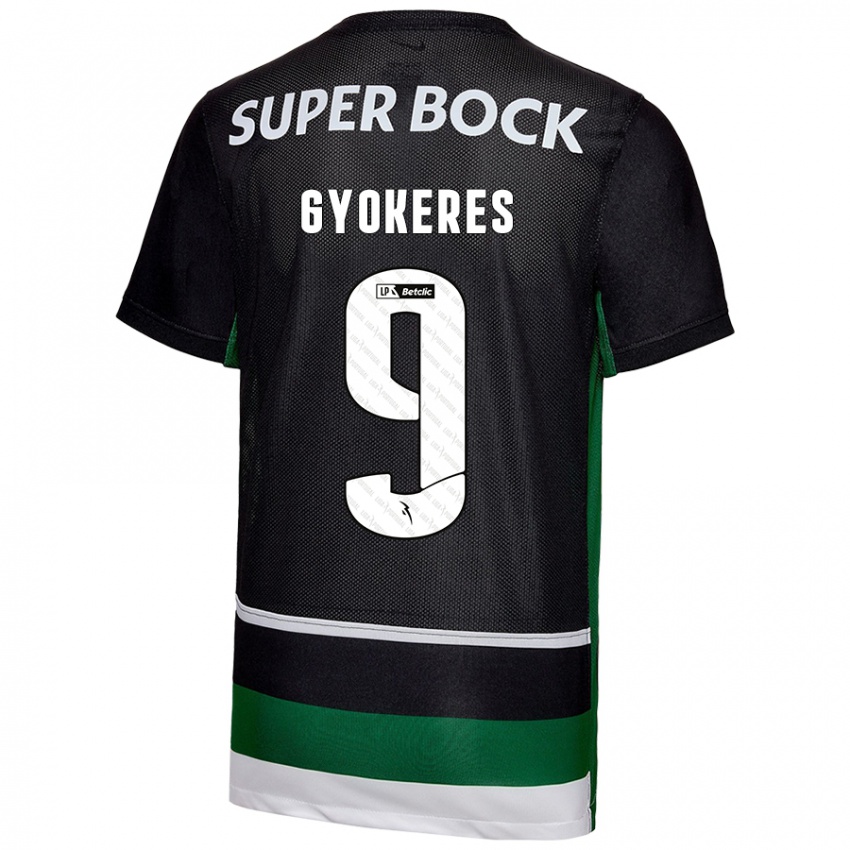 Gyermek Viktor Gyökeres #9 Fekete Fehér Zöld Hazai Jersey 2024/25 Mez Póló Ing