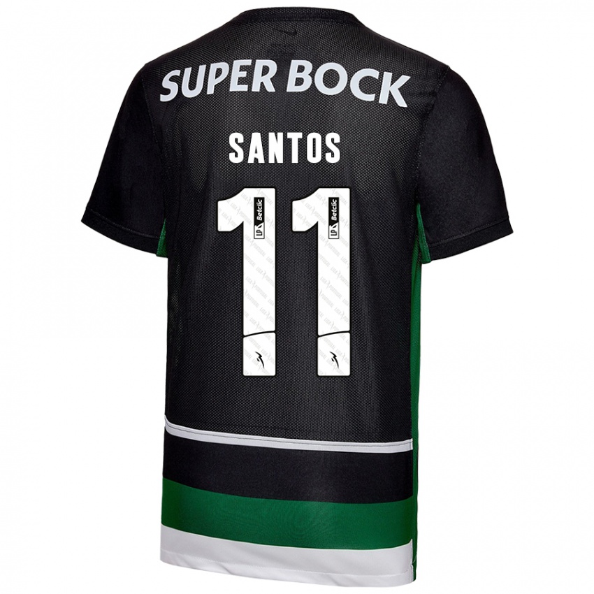 Gyermek Nuno Santos #11 Fekete Fehér Zöld Hazai Jersey 2024/25 Mez Póló Ing