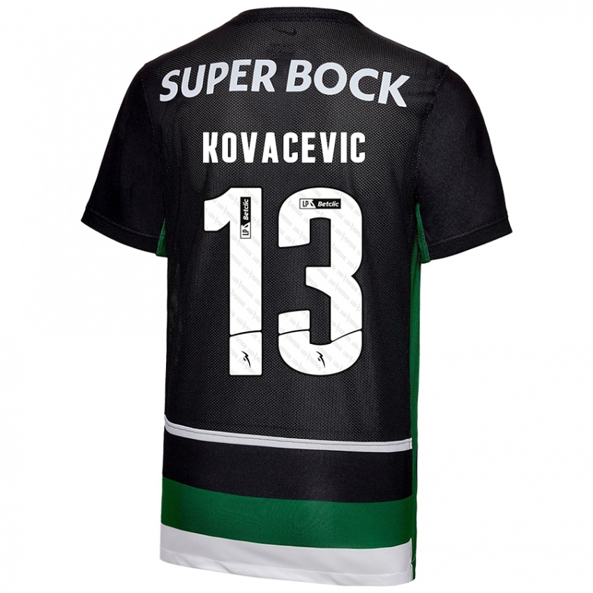 Gyermek Vladan Kovacevic #13 Fekete Fehér Zöld Hazai Jersey 2024/25 Mez Póló Ing