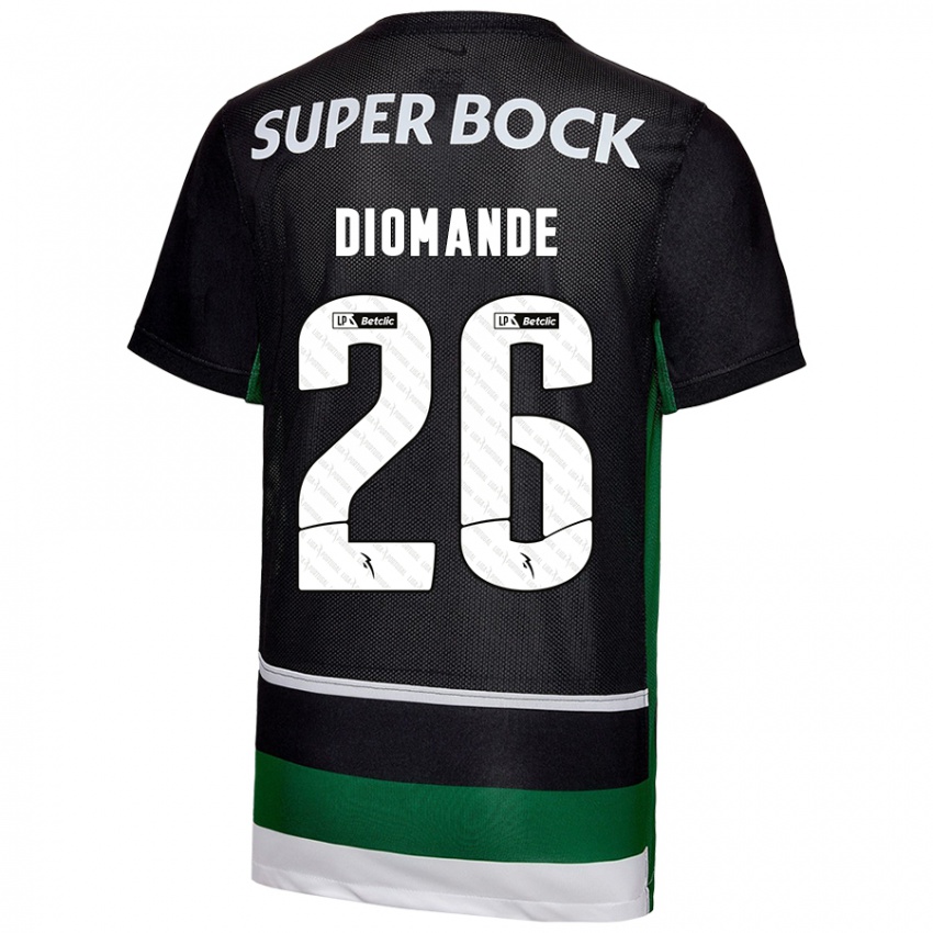 Gyermek Ousmane Diomande #26 Fekete Fehér Zöld Hazai Jersey 2024/25 Mez Póló Ing