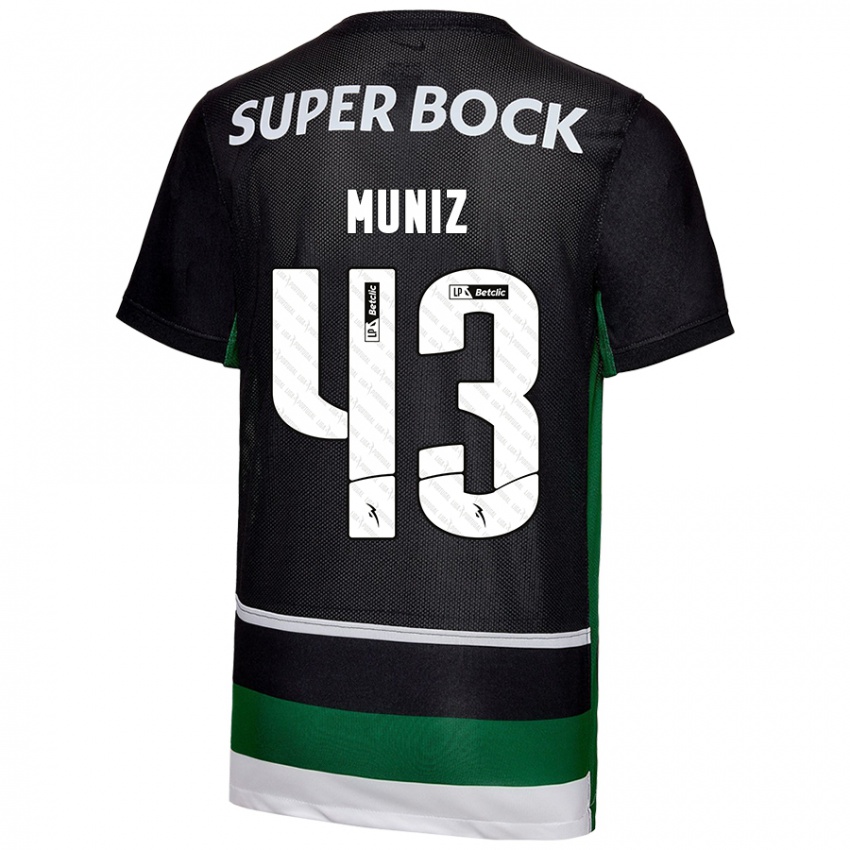 Gyermek João Muniz #43 Fekete Fehér Zöld Hazai Jersey 2024/25 Mez Póló Ing