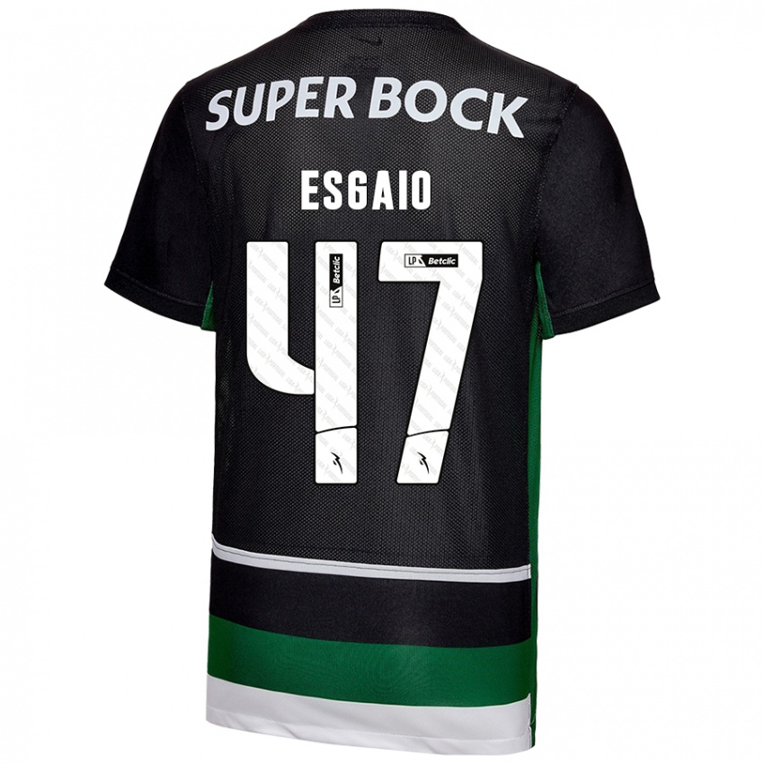 Gyermek Ricardo Esgaio #47 Fekete Fehér Zöld Hazai Jersey 2024/25 Mez Póló Ing