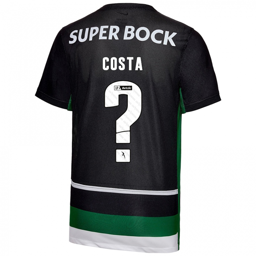 Gyermek Daniel Costa #0 Fekete Fehér Zöld Hazai Jersey 2024/25 Mez Póló Ing