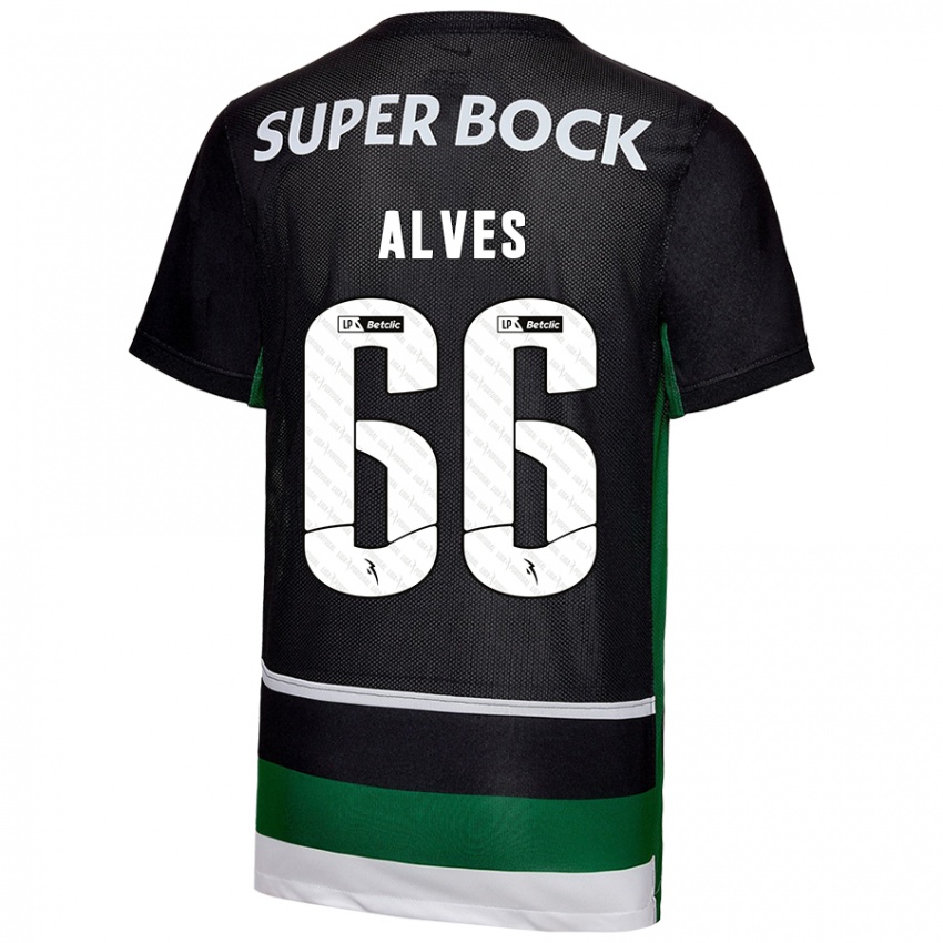 Gyermek Miguel Alves #66 Fekete Fehér Zöld Hazai Jersey 2024/25 Mez Póló Ing