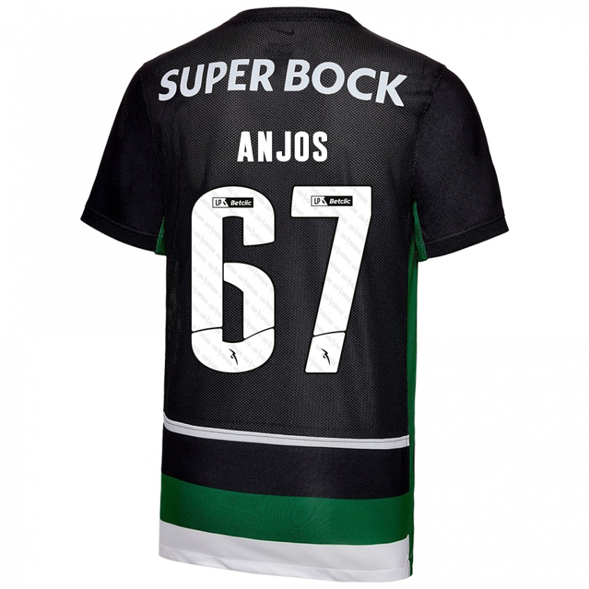 Gyermek Lucas Anjos #67 Fekete Fehér Zöld Hazai Jersey 2024/25 Mez Póló Ing