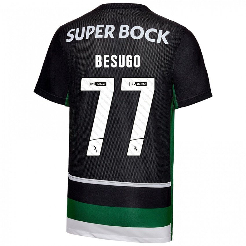 Gyermek Rafael Besugo #77 Fekete Fehér Zöld Hazai Jersey 2024/25 Mez Póló Ing