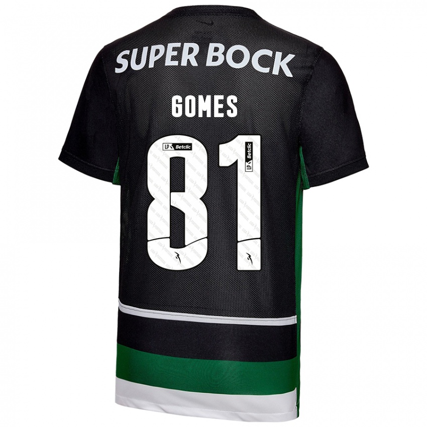 Gyermek Salvador Gomes #81 Fekete Fehér Zöld Hazai Jersey 2024/25 Mez Póló Ing