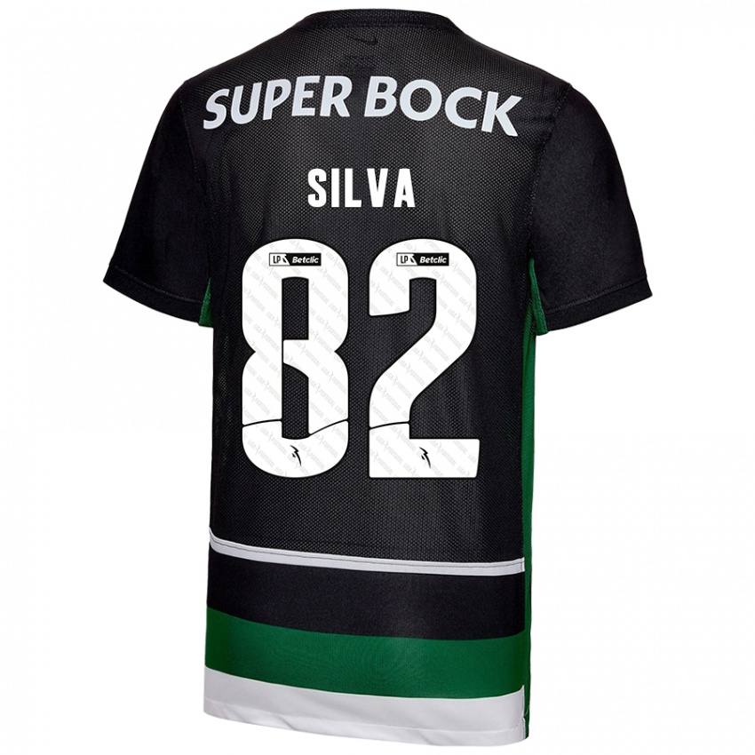 Gyermek Gabriel Silva #82 Fekete Fehér Zöld Hazai Jersey 2024/25 Mez Póló Ing