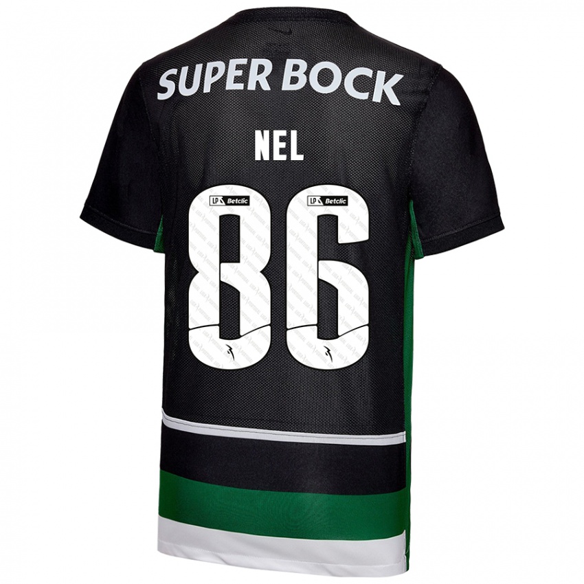 Gyermek Rafael Nel #86 Fekete Fehér Zöld Hazai Jersey 2024/25 Mez Póló Ing