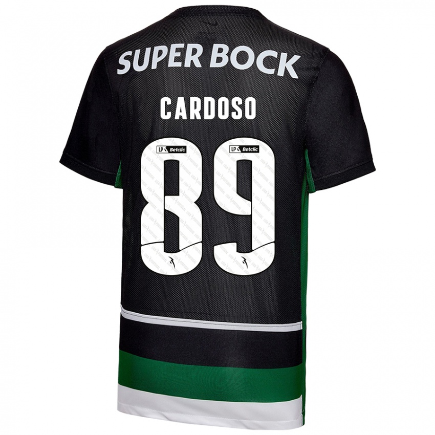 Gyermek Nilton Cardoso #89 Fekete Fehér Zöld Hazai Jersey 2024/25 Mez Póló Ing