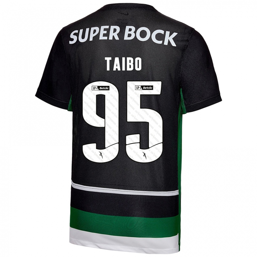 Gyermek Lucas Taibo #95 Fekete Fehér Zöld Hazai Jersey 2024/25 Mez Póló Ing