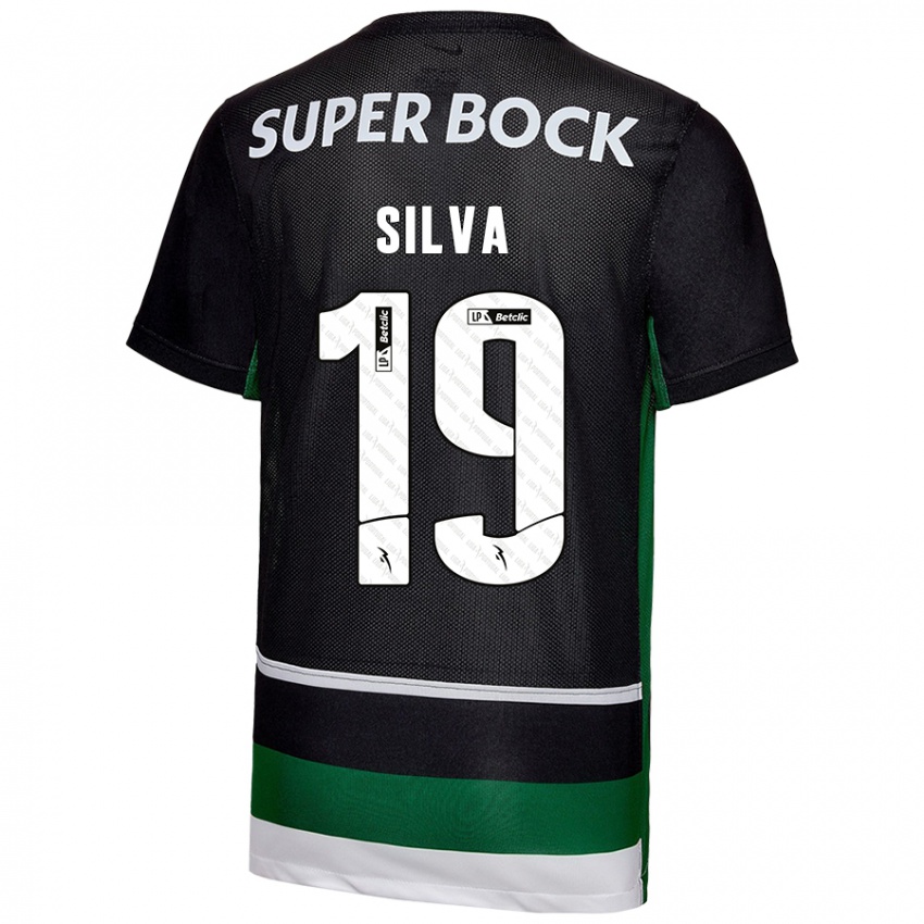 Gyermek Diana Silva #19 Fekete Fehér Zöld Hazai Jersey 2024/25 Mez Póló Ing