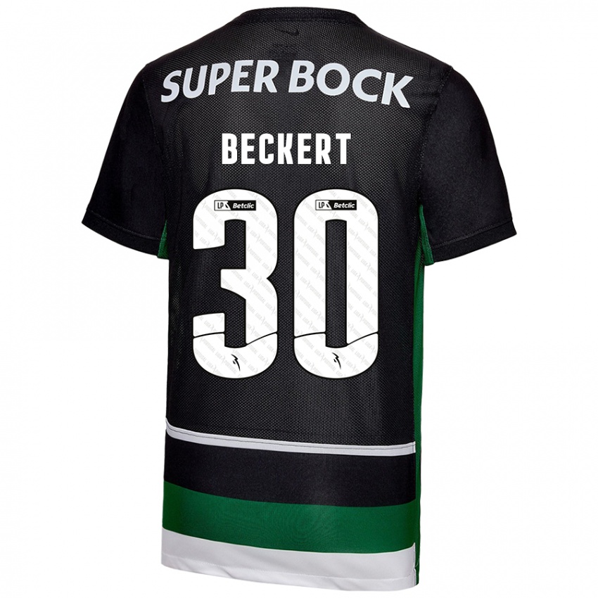 Gyermek Carolina Beckert #30 Fekete Fehér Zöld Hazai Jersey 2024/25 Mez Póló Ing