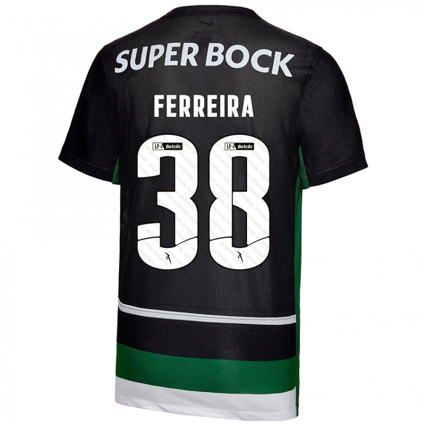 Gyermek Marta Ferreira #38 Fekete Fehér Zöld Hazai Jersey 2024/25 Mez Póló Ing