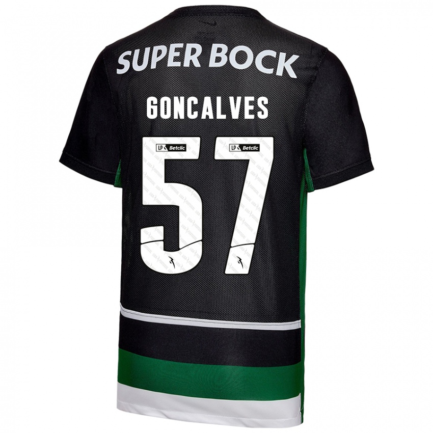 Gyermek Inês Gonçalves #57 Fekete Fehér Zöld Hazai Jersey 2024/25 Mez Póló Ing