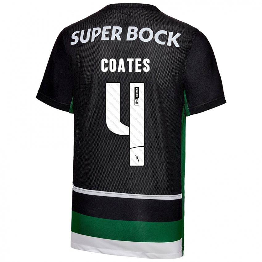 Gyermek Sebastián Coates #4 Fekete Fehér Zöld Hazai Jersey 2024/25 Mez Póló Ing