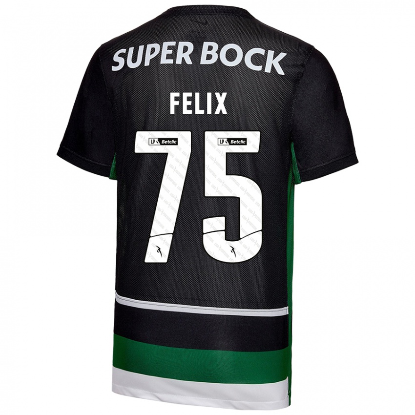 Gyermek Vando Félix #75 Fekete Fehér Zöld Hazai Jersey 2024/25 Mez Póló Ing